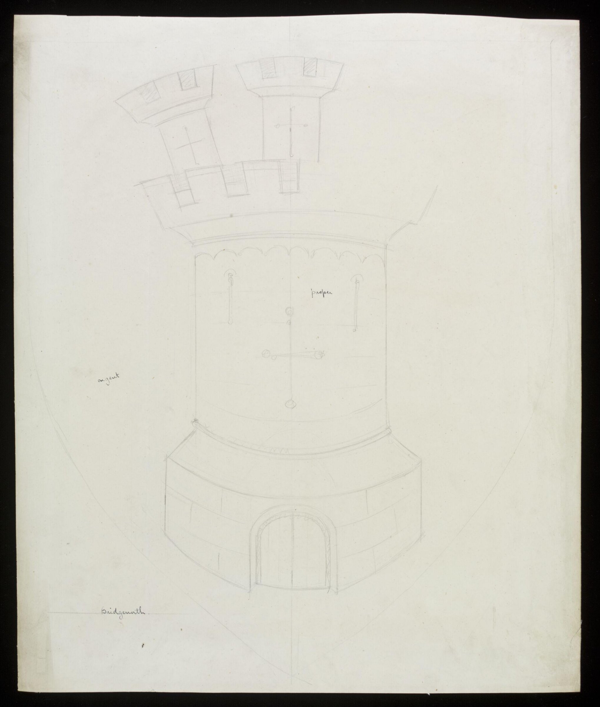 Design for the arms of Bridgeworth, A.W.N. Pugin, c. late 1840s
