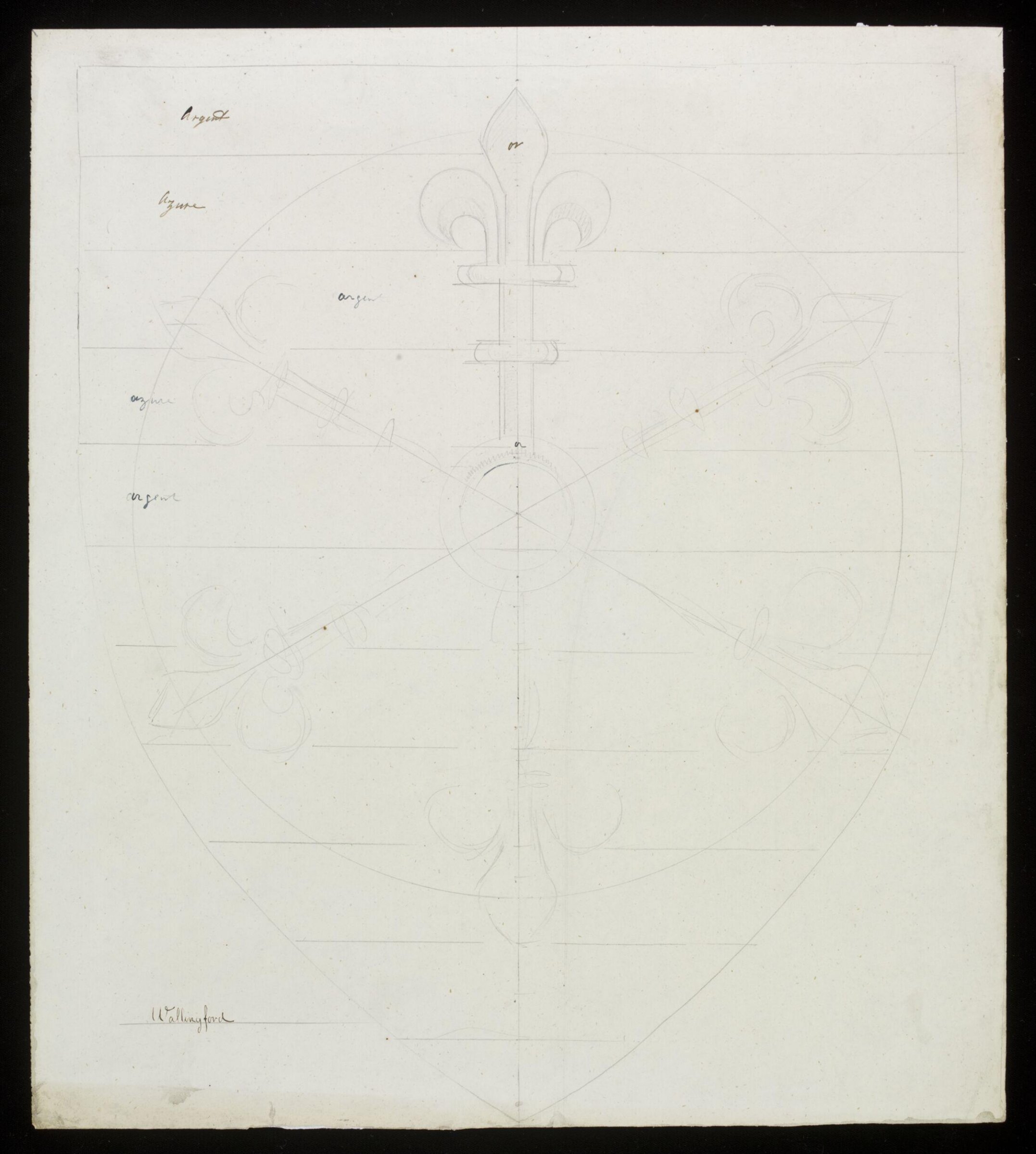 Design for the arms of Wallingford, A.W.N. Pugin, c. late 1840s