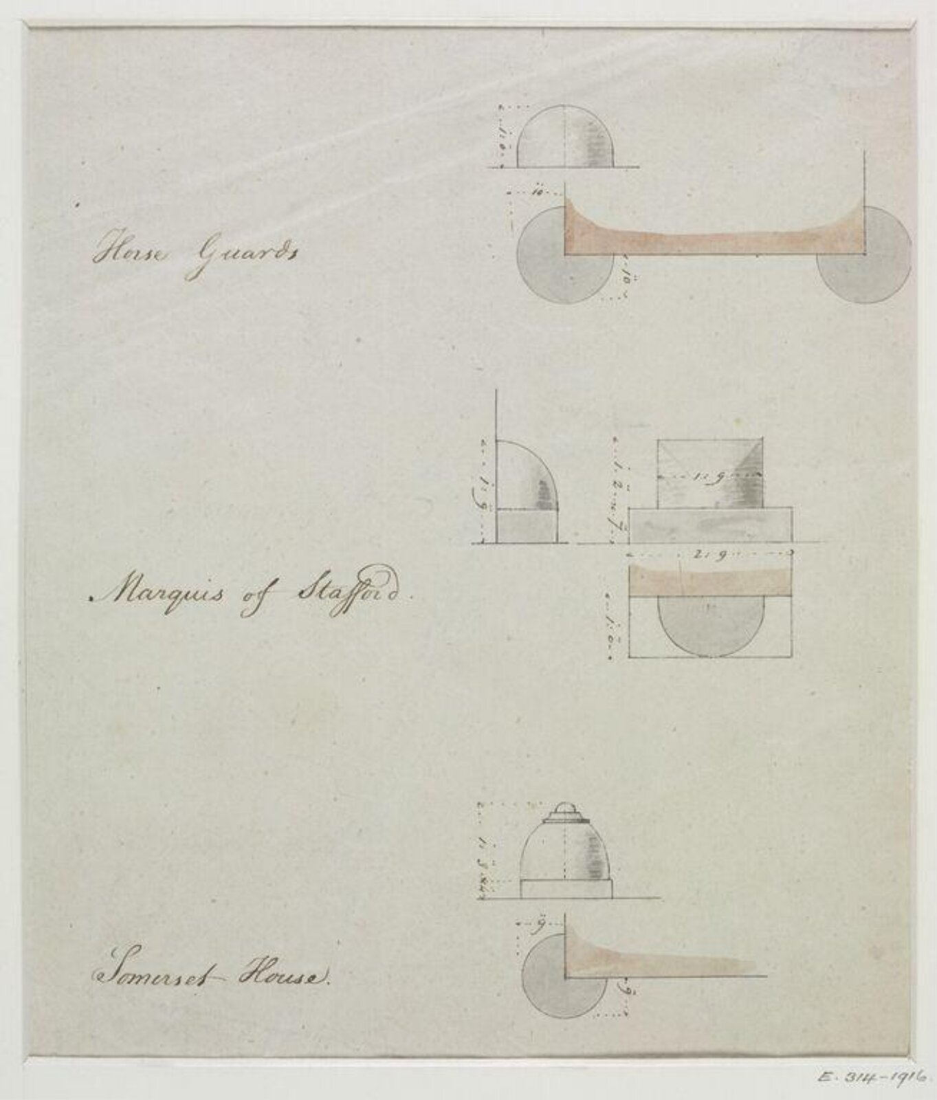 Drawing, John Soane, 1773-1837