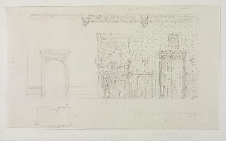 Sketch design for interior decoration of Leighton Hall, to be executed by J.G. Crace top image