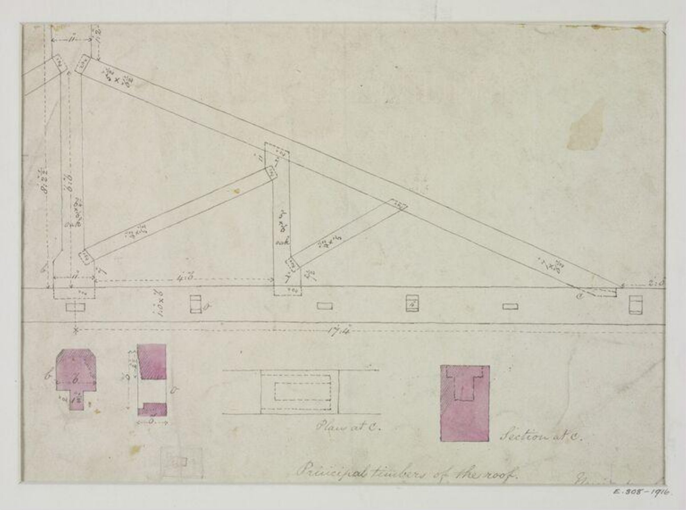 Drawing, John Soane, 1773-1837