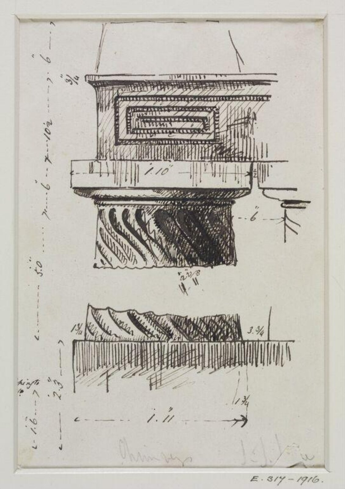 Drawing, John Soane, 1773-1837