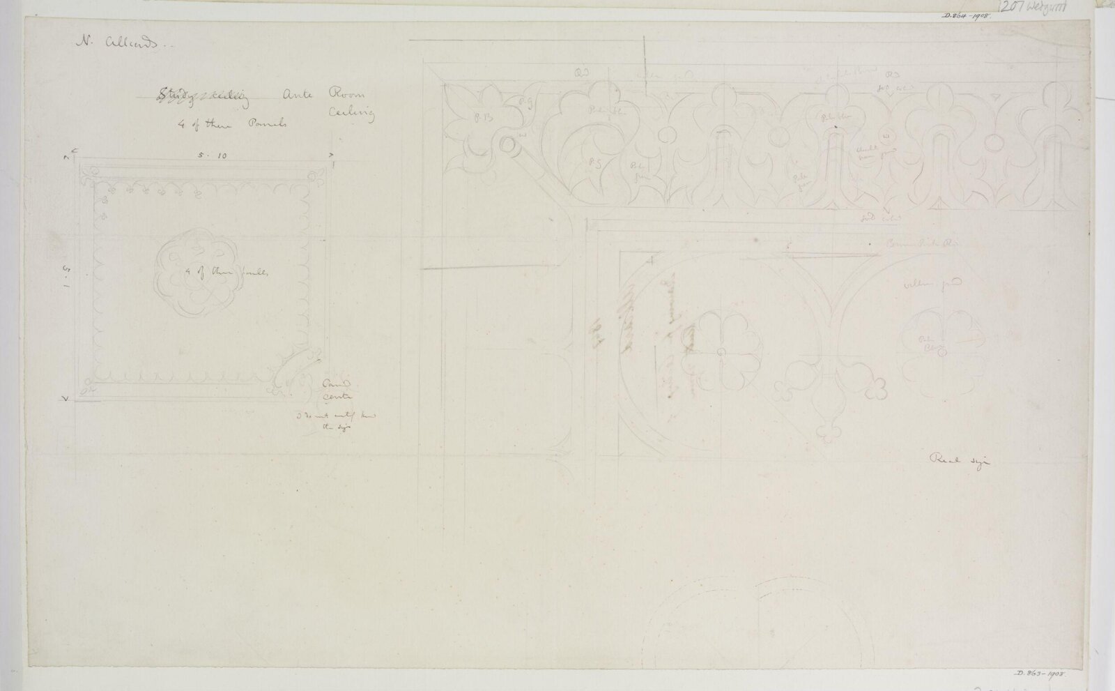 'Ante Room Ceiling', A.W.N. Pugin, 1847-1848
