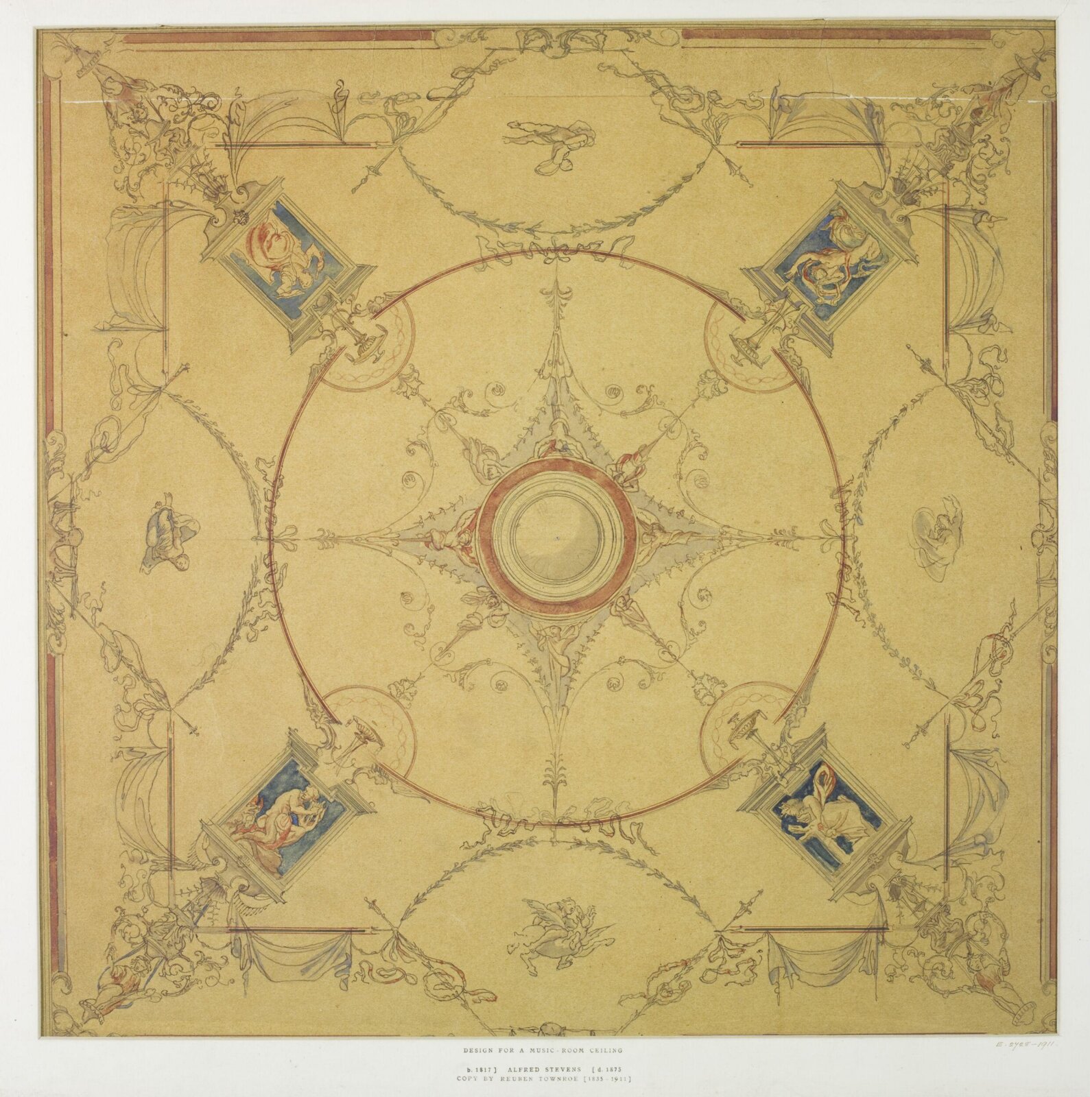 Design for a music-room ceiling, Alfred Stevens, 19th century