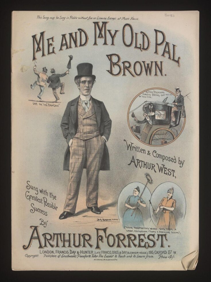 Music sheet for 'Me and My Old Pal Brown' sung by Arthur Forrest written and composed by Arthur West top image