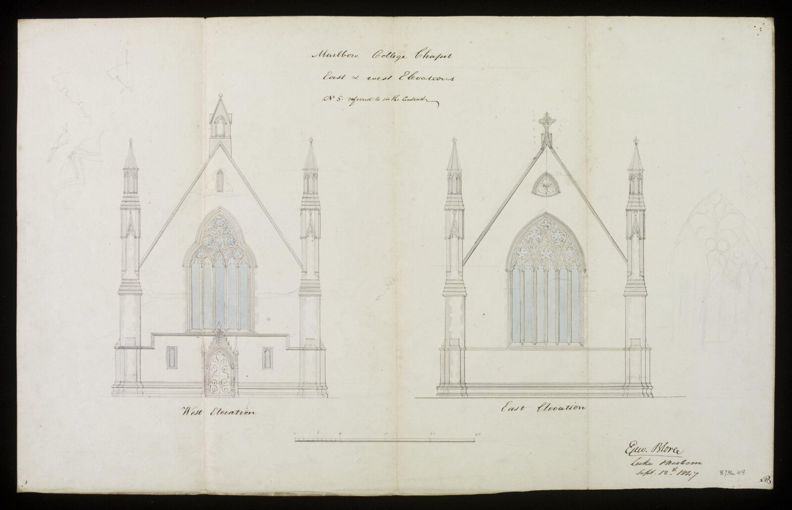 Drawing, Edward Blore, 12/09/1847
