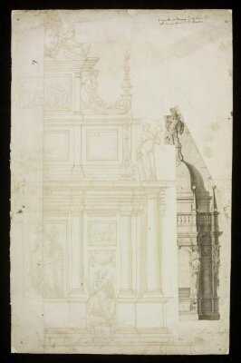 Recto: Design for the tomb of Giovanni Jacopo de' Medici in Milan Cathedral, Leone Leoni, 16th century