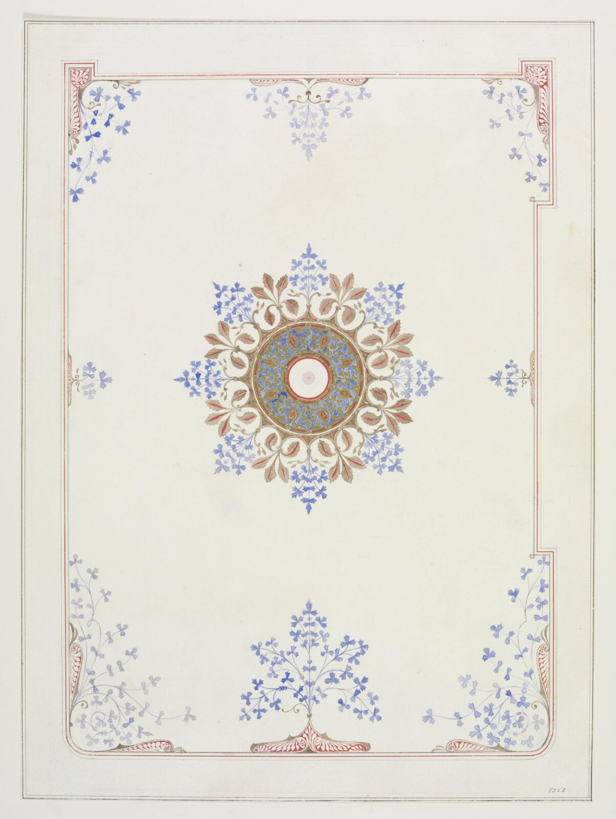 Design for interior decoration for ceiling, Owen Jones, 1809 - 1874