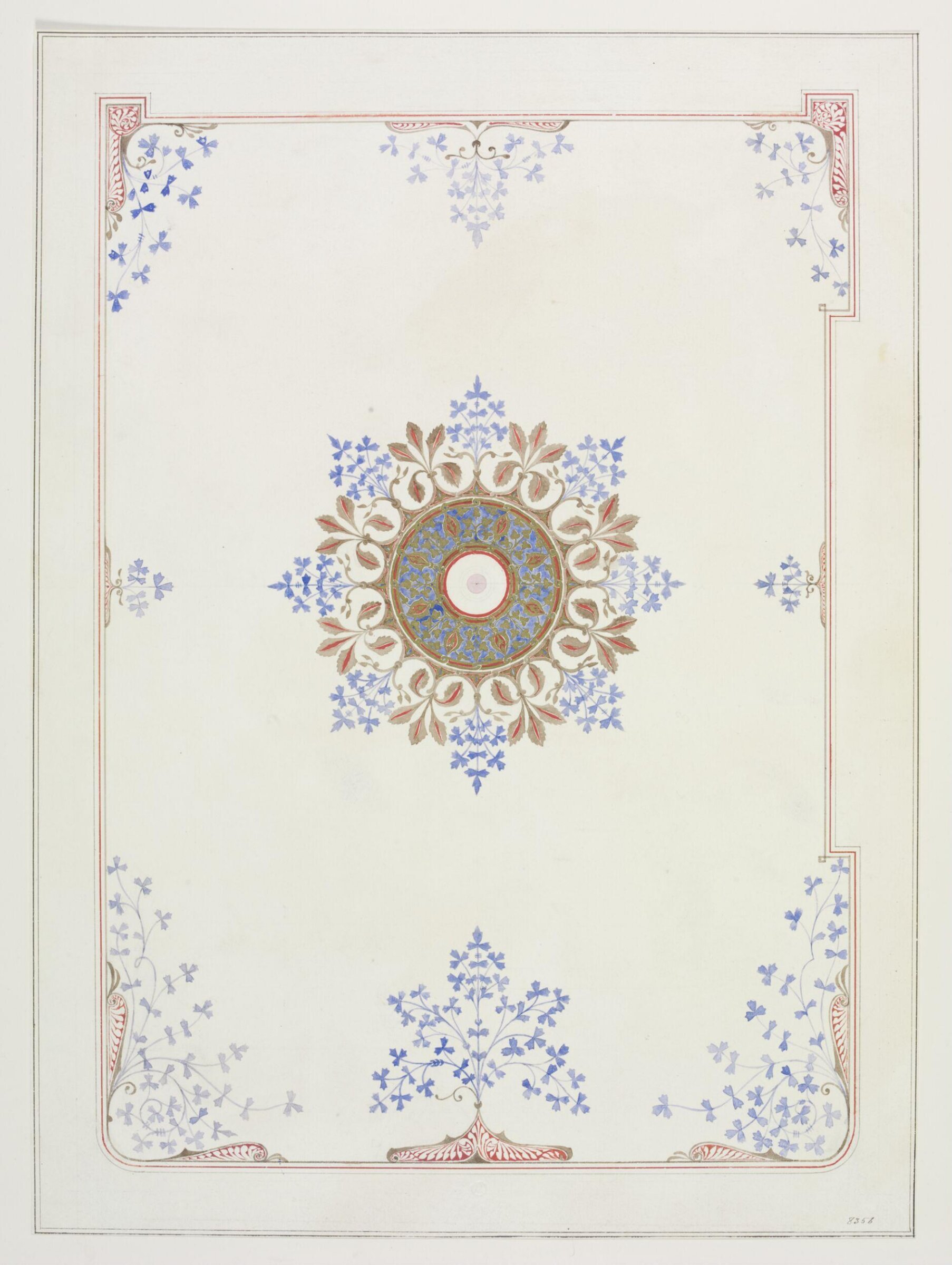 Design for interior decoration for ceiling, Owen Jones, 1809 - 1874