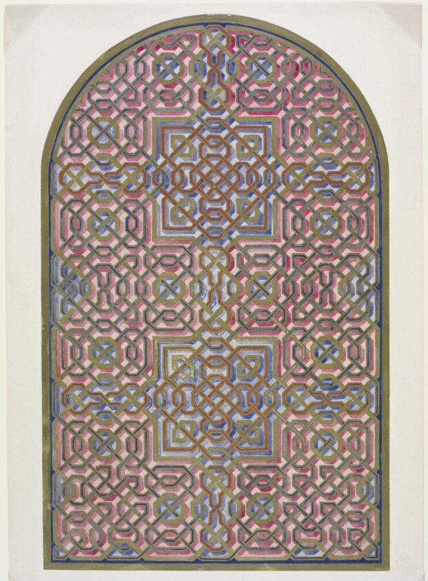 Stained glass window in the 'Sala de la Barca'