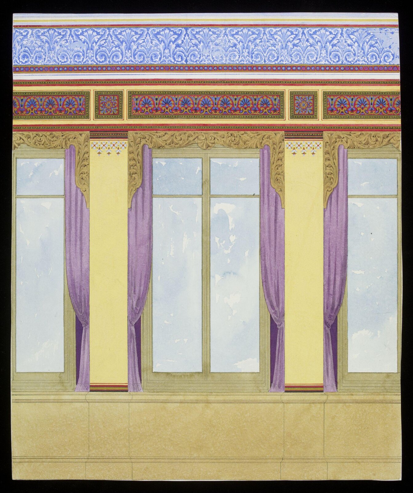 Design for mural decoration, Owen Jones, 1807 to 1874