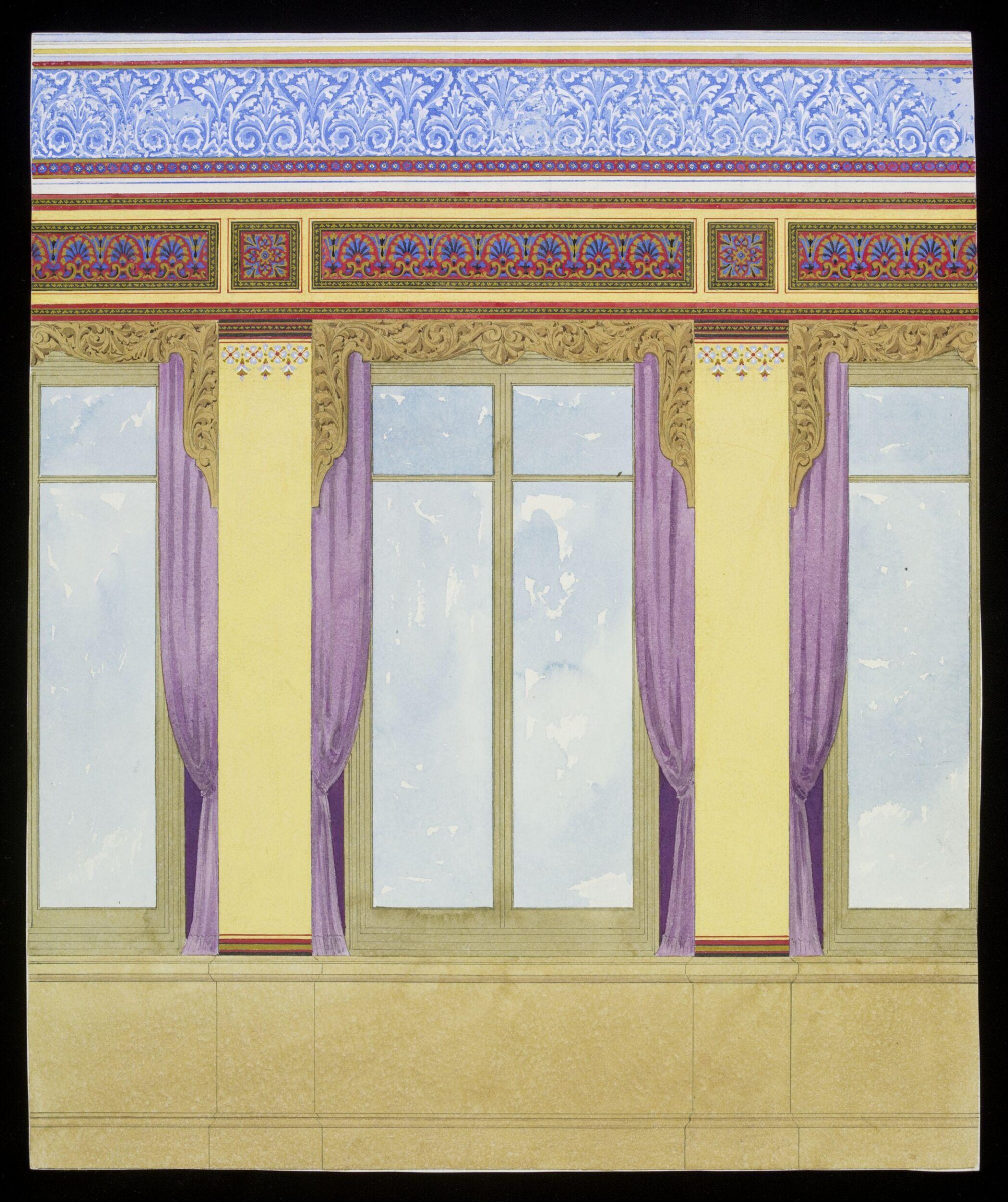 Design for mural decoration, Owen Jones, 1807 to 1874