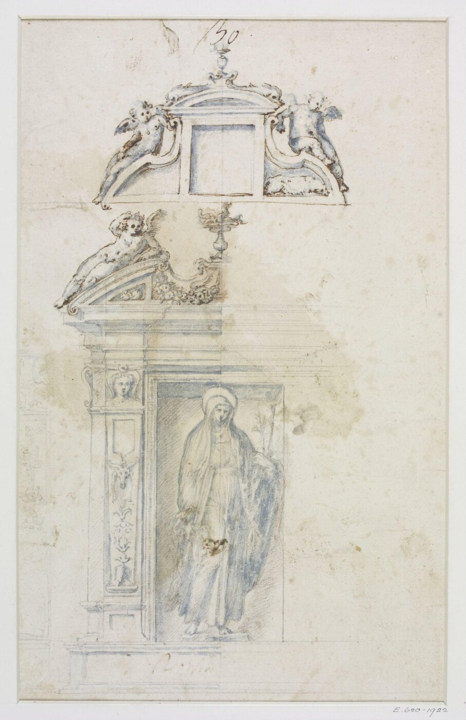 Anonymous, Design for a pedimented niche