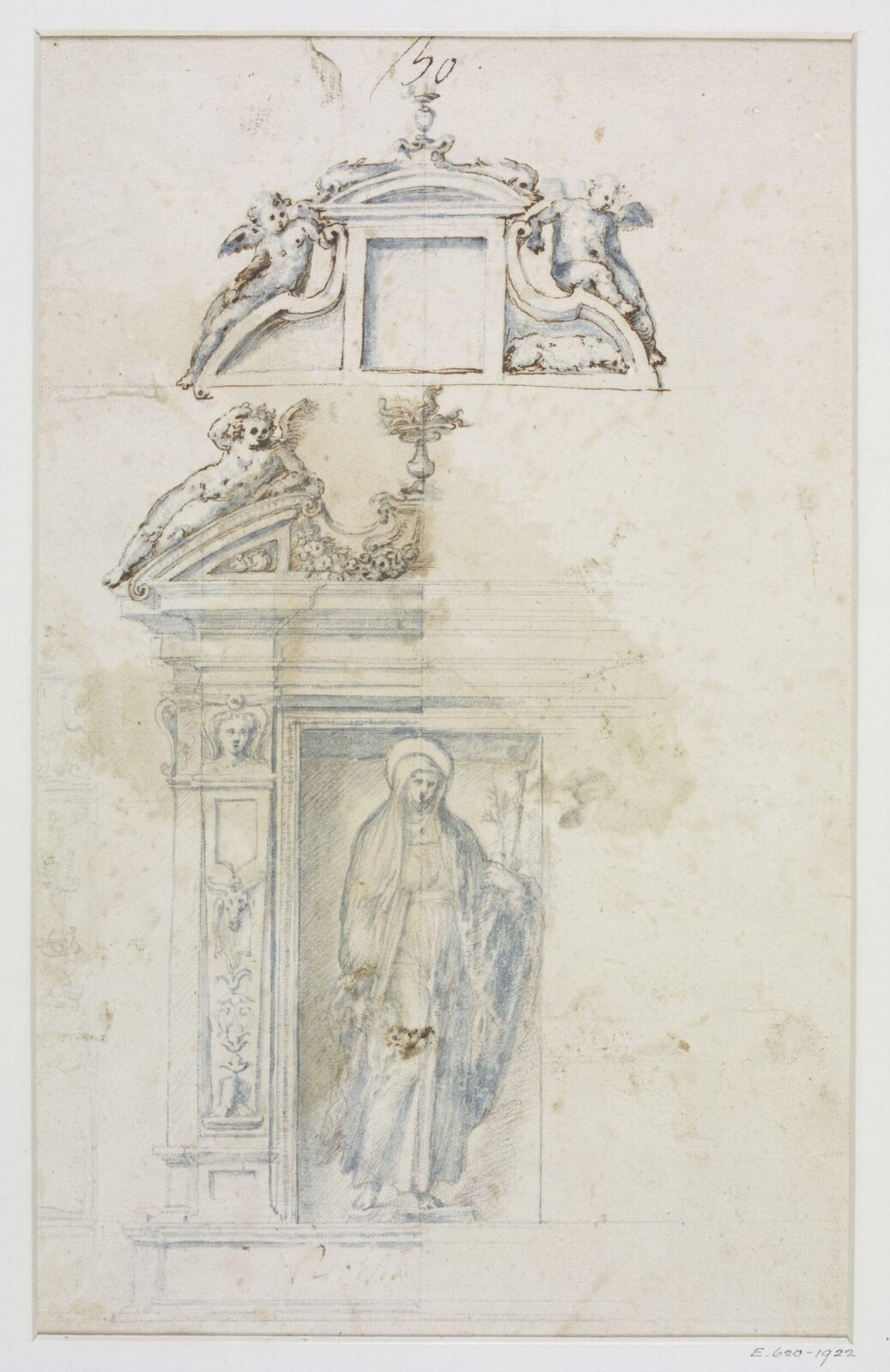 Design for a pedimented niche, late 16th century