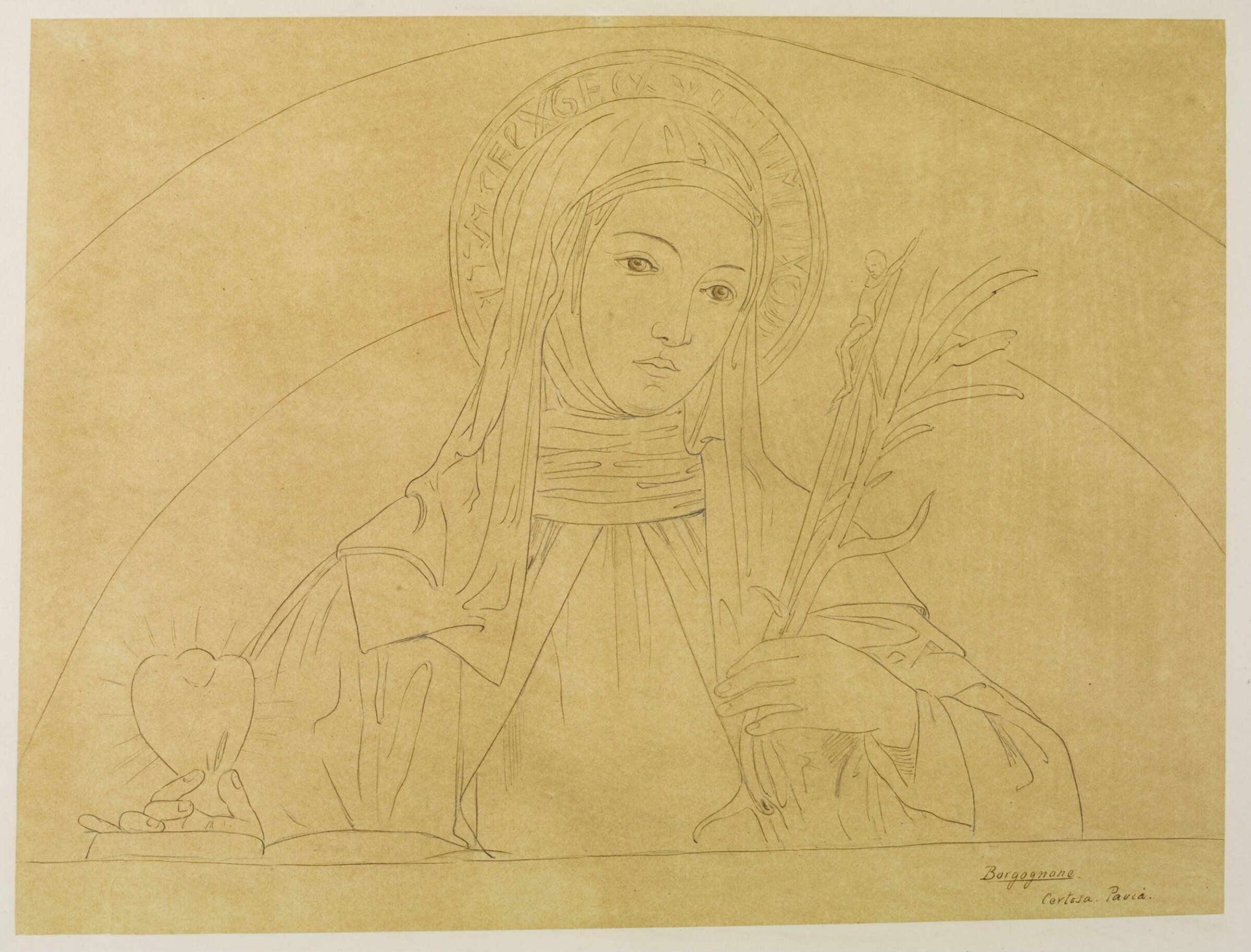 Tracing of a fresco in the Certosa di Pavia, Lombardy, Austen Henry GCB Layard, ca. 1840-1880