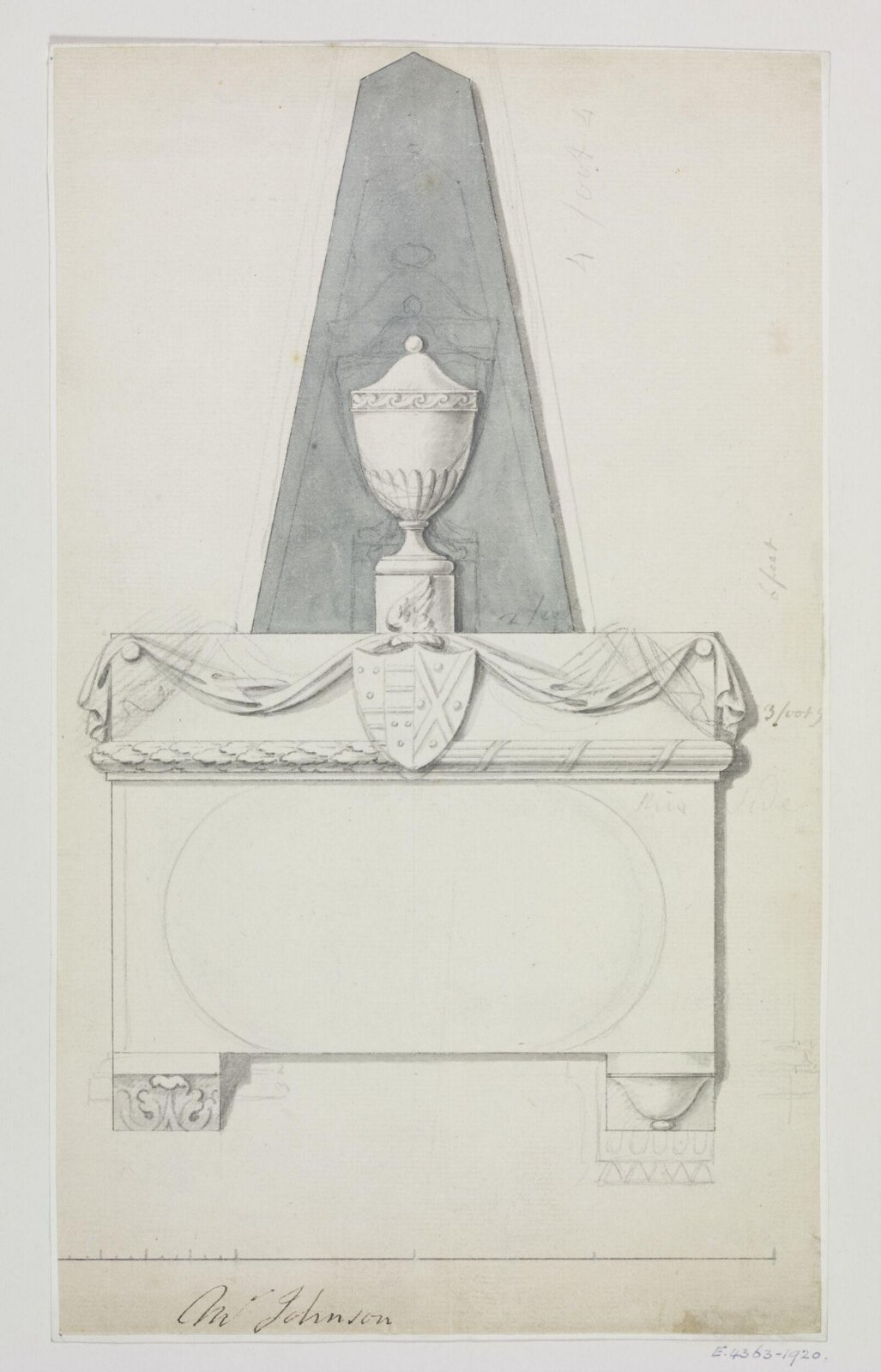 Monument design, Joseph Frans Nollekens, 1737-1823