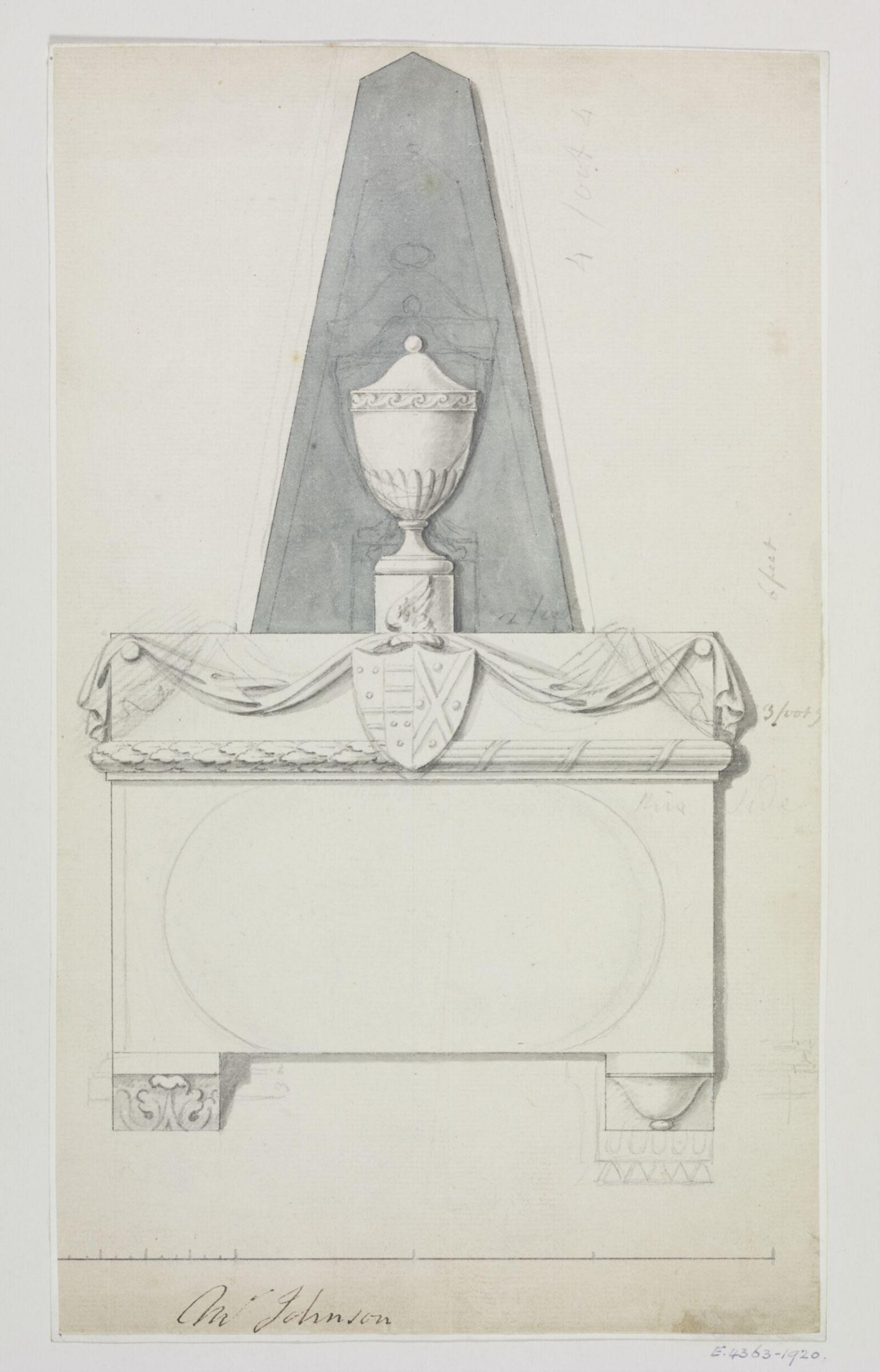 Monument design, Joseph Frans Nollekens, 1737-1823