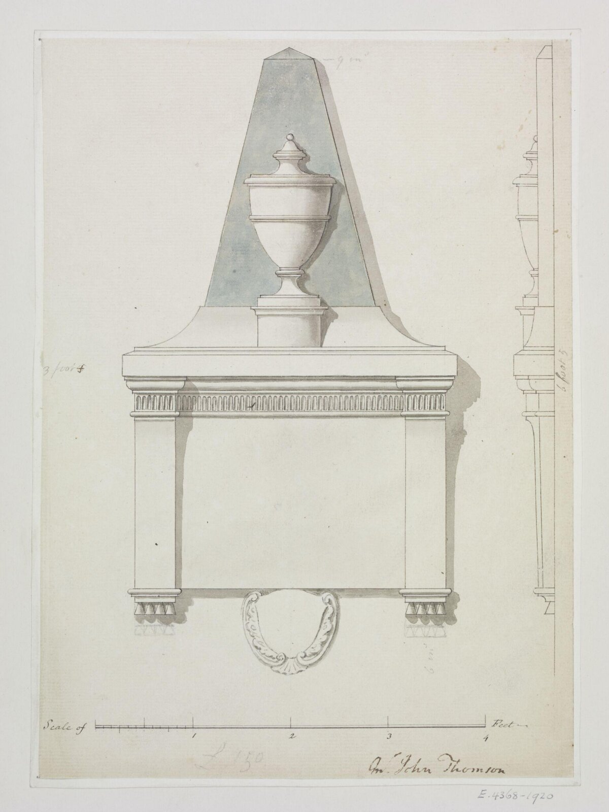 Monument design, Joseph Frans Nollekens, 1737-1823