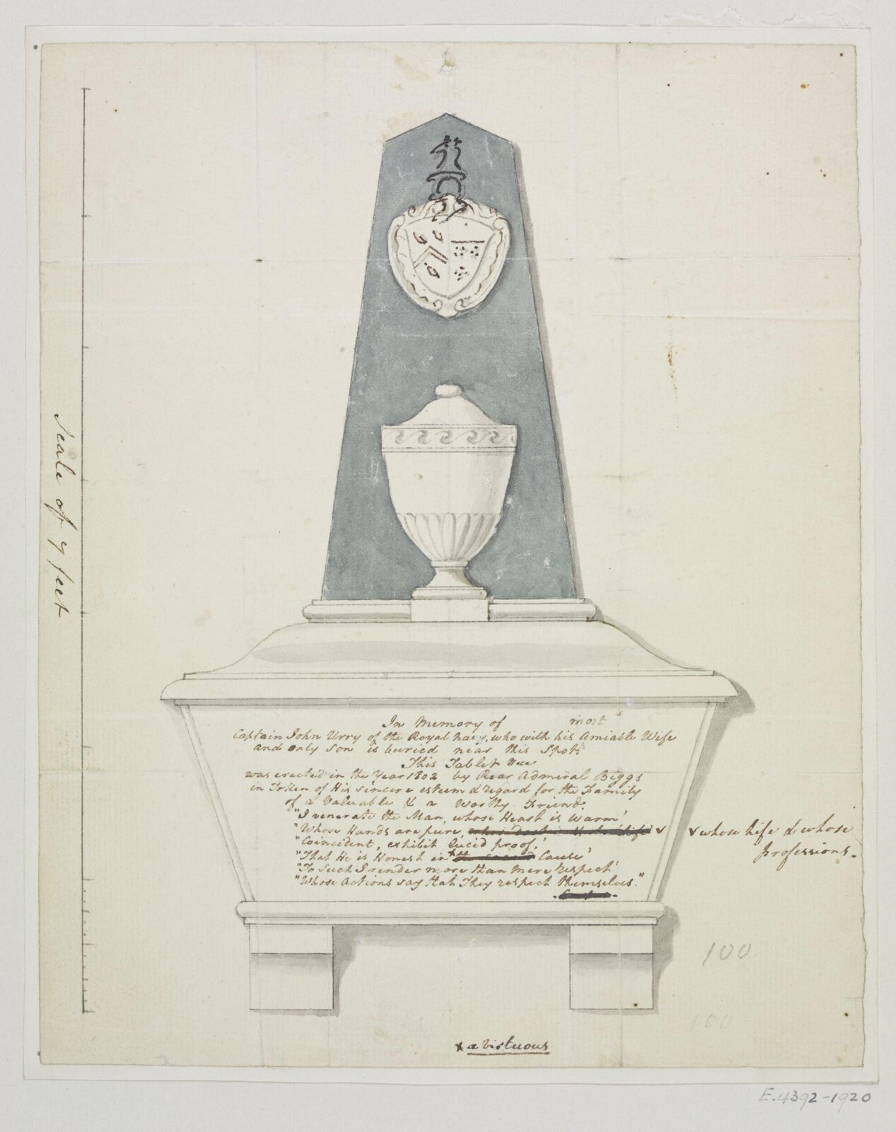 Monument design, Joseph Frans Nollekens, 1737-1823