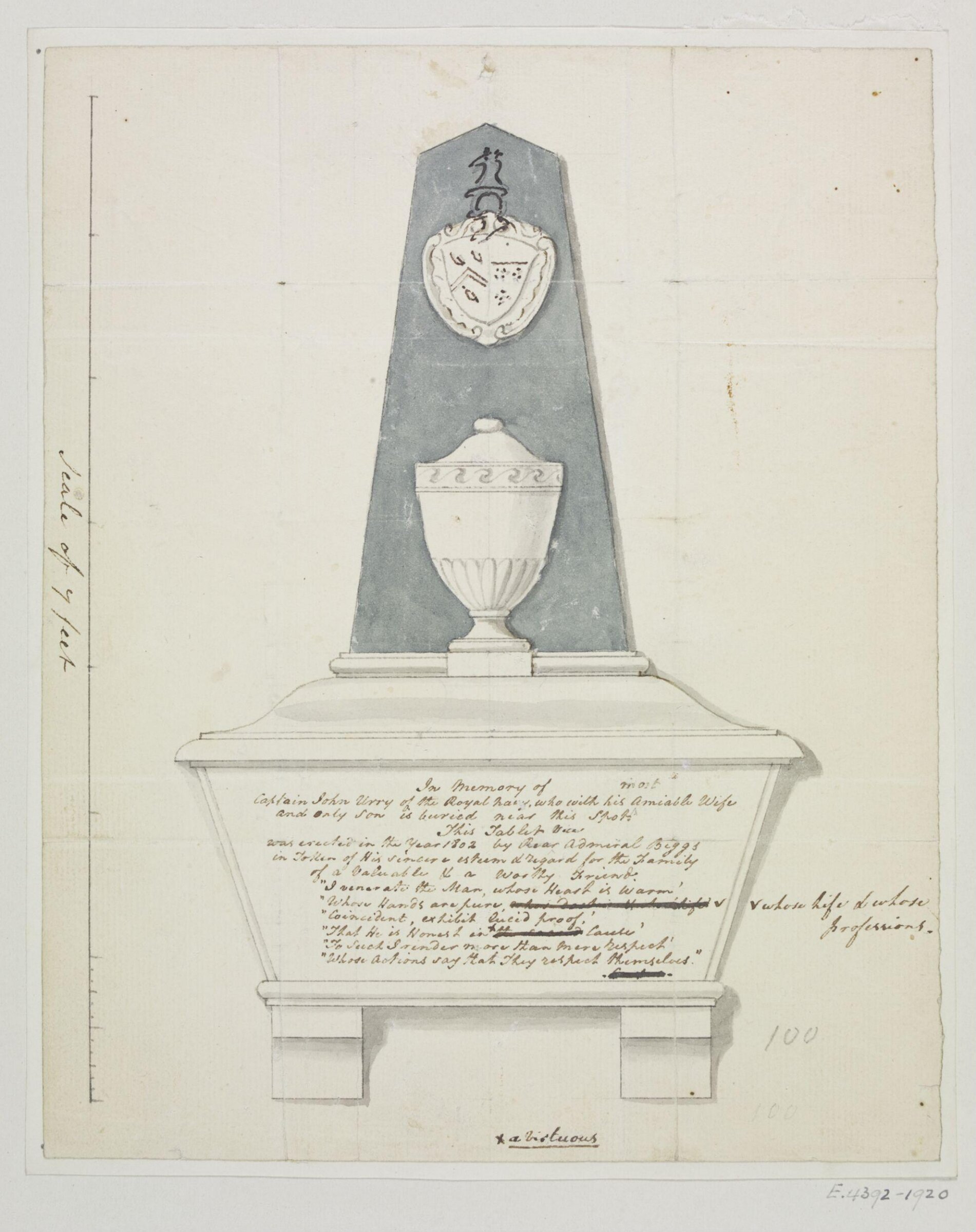 Monument design, Joseph Frans Nollekens, 1737-1823