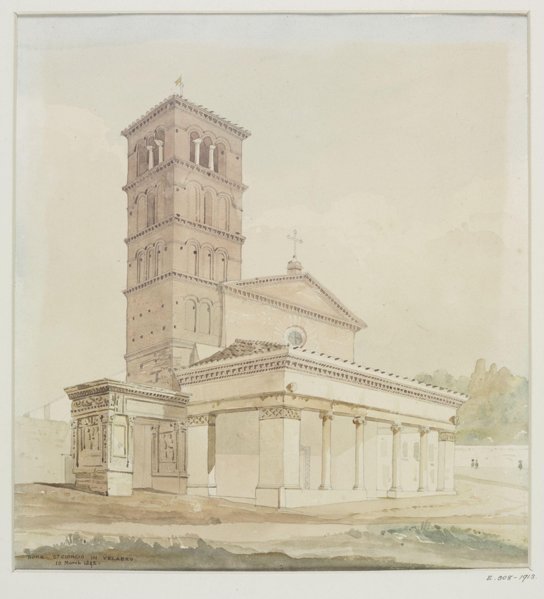 Exterior of the Church of S. Giorgio in Velabro, Rome, Thomas Hayter Lewis, 10/03/1842
