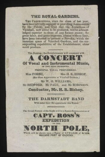 <i>Thomas's Vauxhall Guide! Being a Correct List and Description of the Different Amusements of the Royal Gardens Vauxhall Under the Especial Patronage of His Majesty with Numerous Songs, Fireworks, Views &c. for This Evening</i>