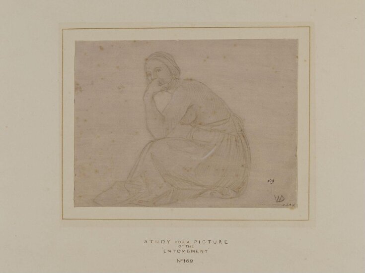 A seated female figure, partly draped, facing left top image