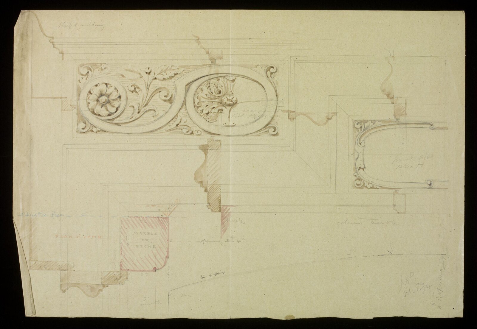 Design for a chimney-piece, John Dibblee Crace, 1894