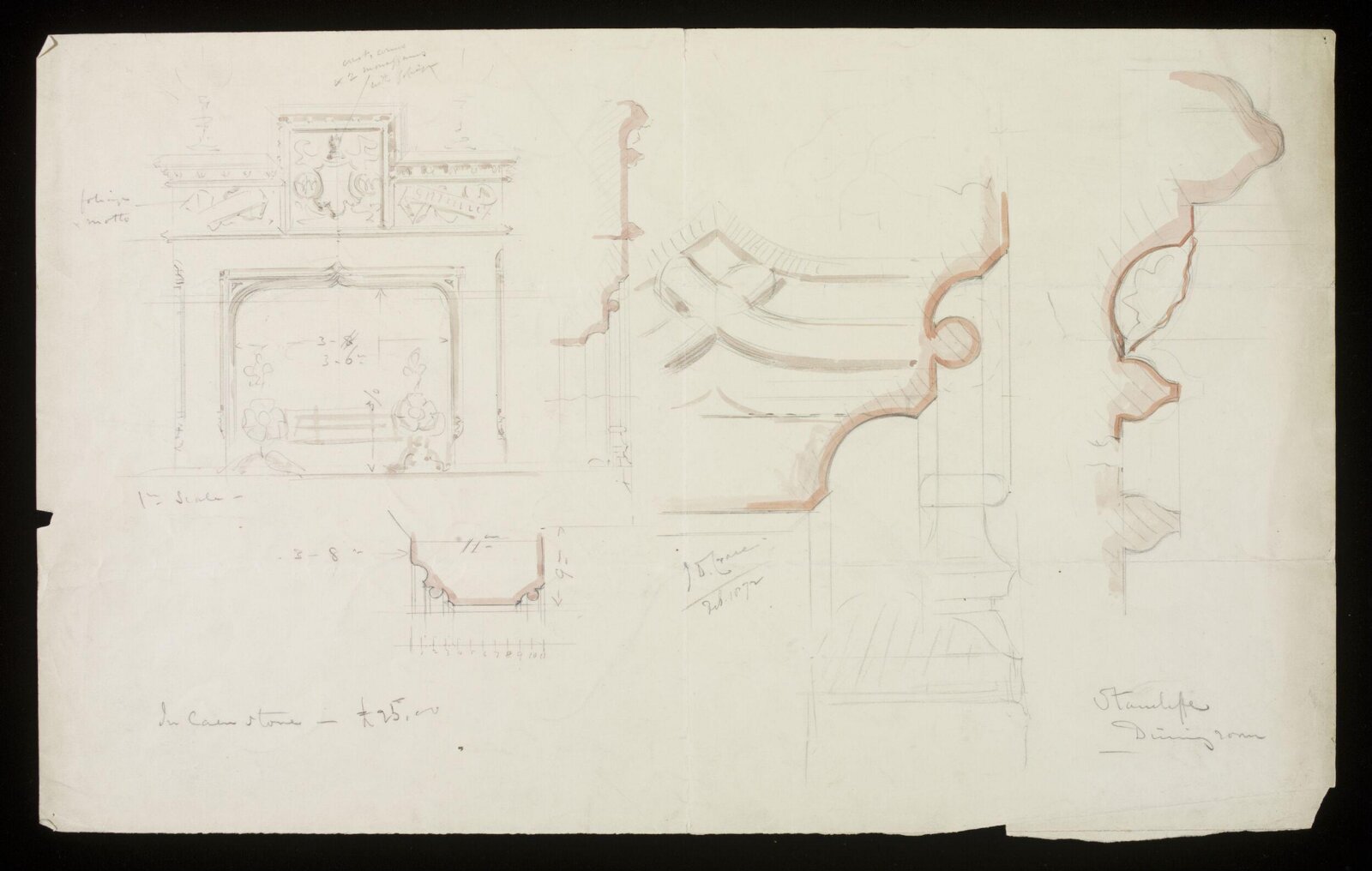 Design for a chimney-piece, John Dibblee Crace, February 1872