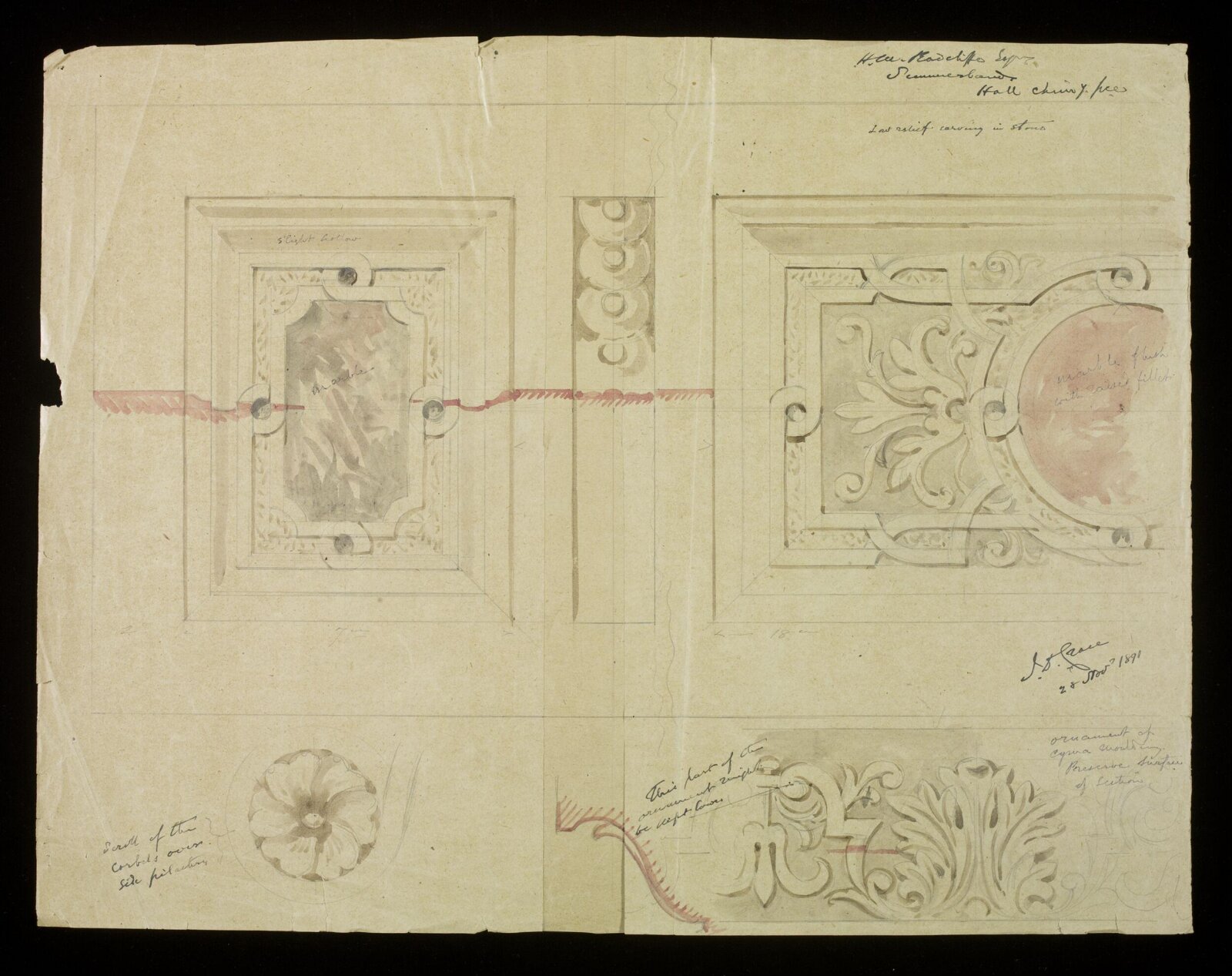 Design for a chimney-piece, John Dibblee Crace, 1891