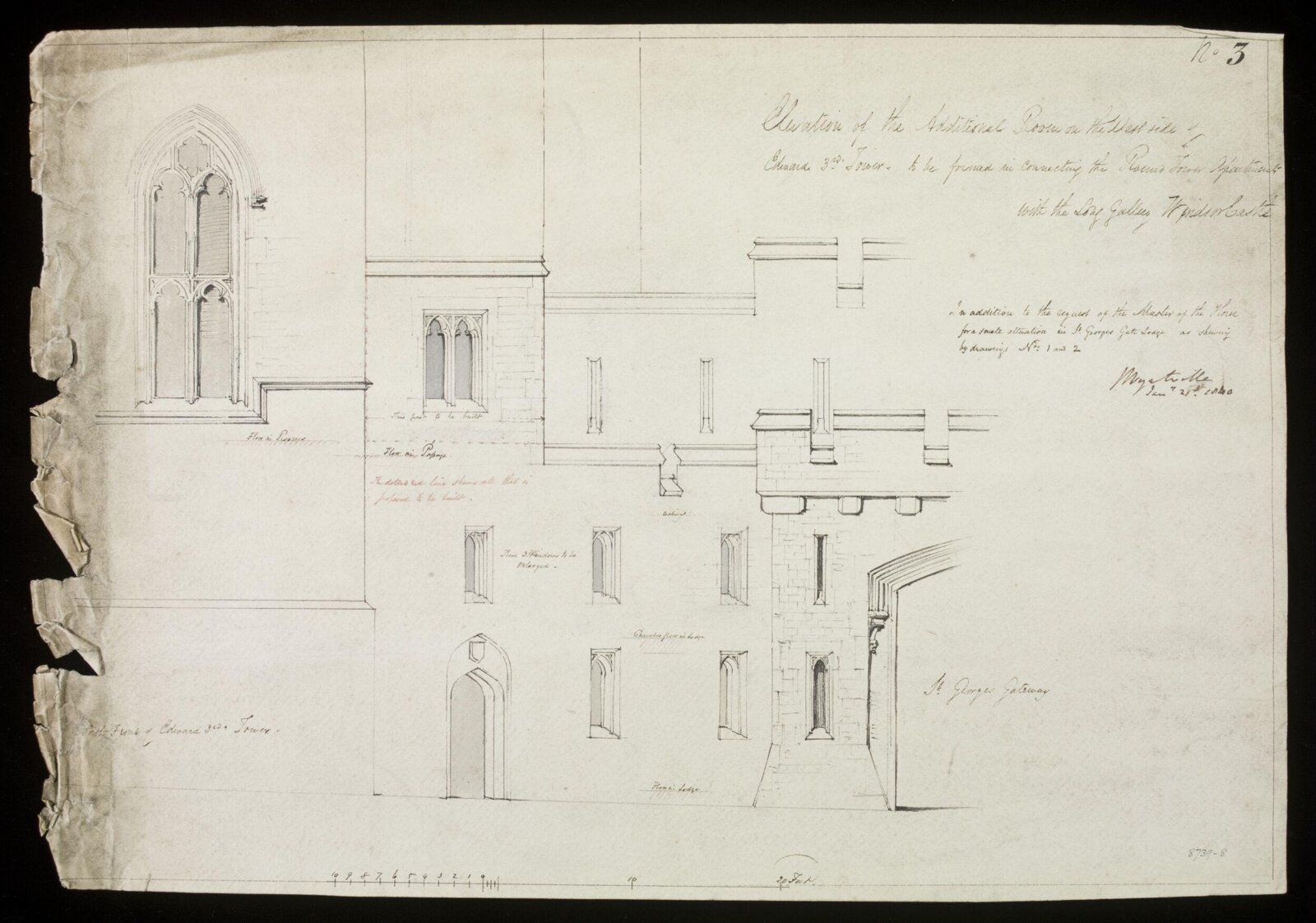 Drawing, J Wyattville, Jan 21st 1840