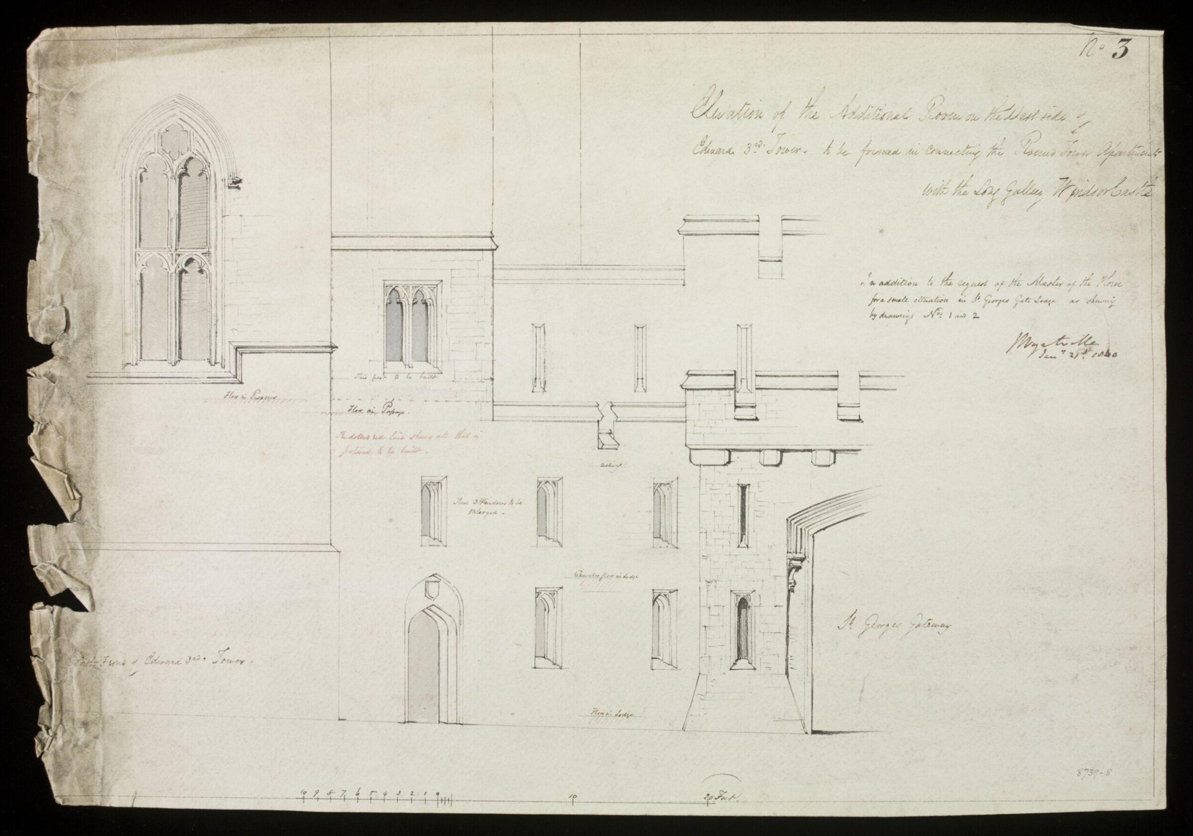 Drawing, J Wyattville, Jan 21st 1840