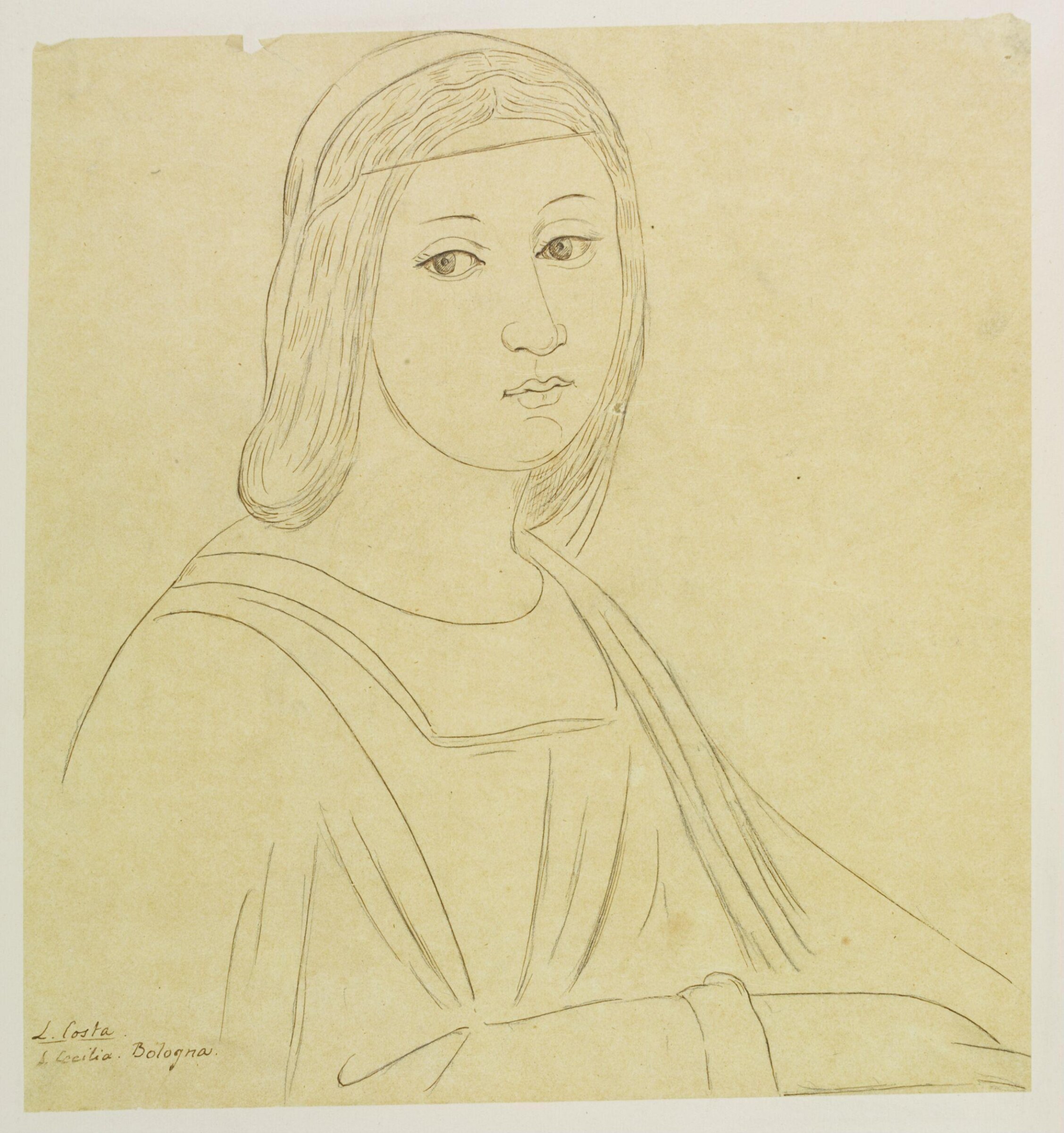 Tracing of a fresco in the Chapel of St. Cecilia, Bologna, Layard, 1840-80