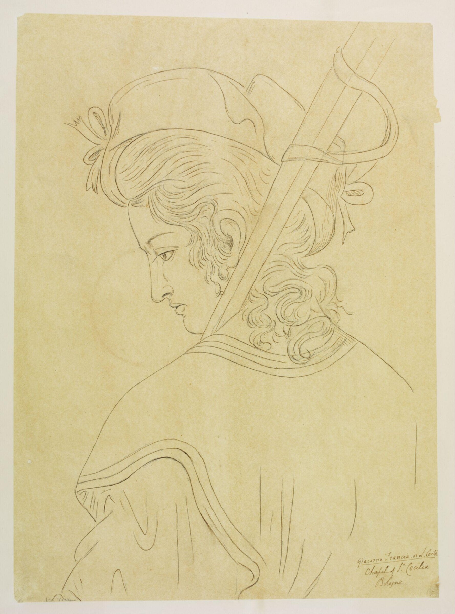 Tracing of a fresco in the Chapel of St. Cecilia, Bologna, Layard, 1840-80