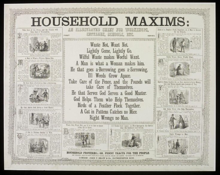 Household Maxims:  An Illustrated Sheet for Workshops, Cottages, Schools etc. top image