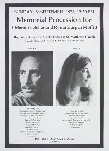 Orlando Letelier and Ronni Karpen Moffitt commemoration