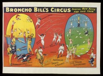 Poster for a touring production of 'Broncho Bill's Circus'