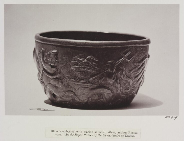 Silver Bowl with marine animals (Roman) top image