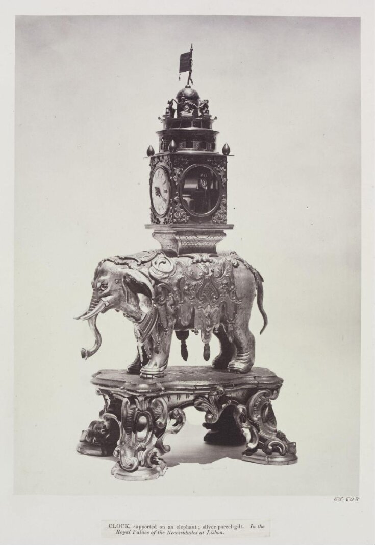 Silver-gilt Clock mounted on elephant, Palace of Necessidades, Lisbon image