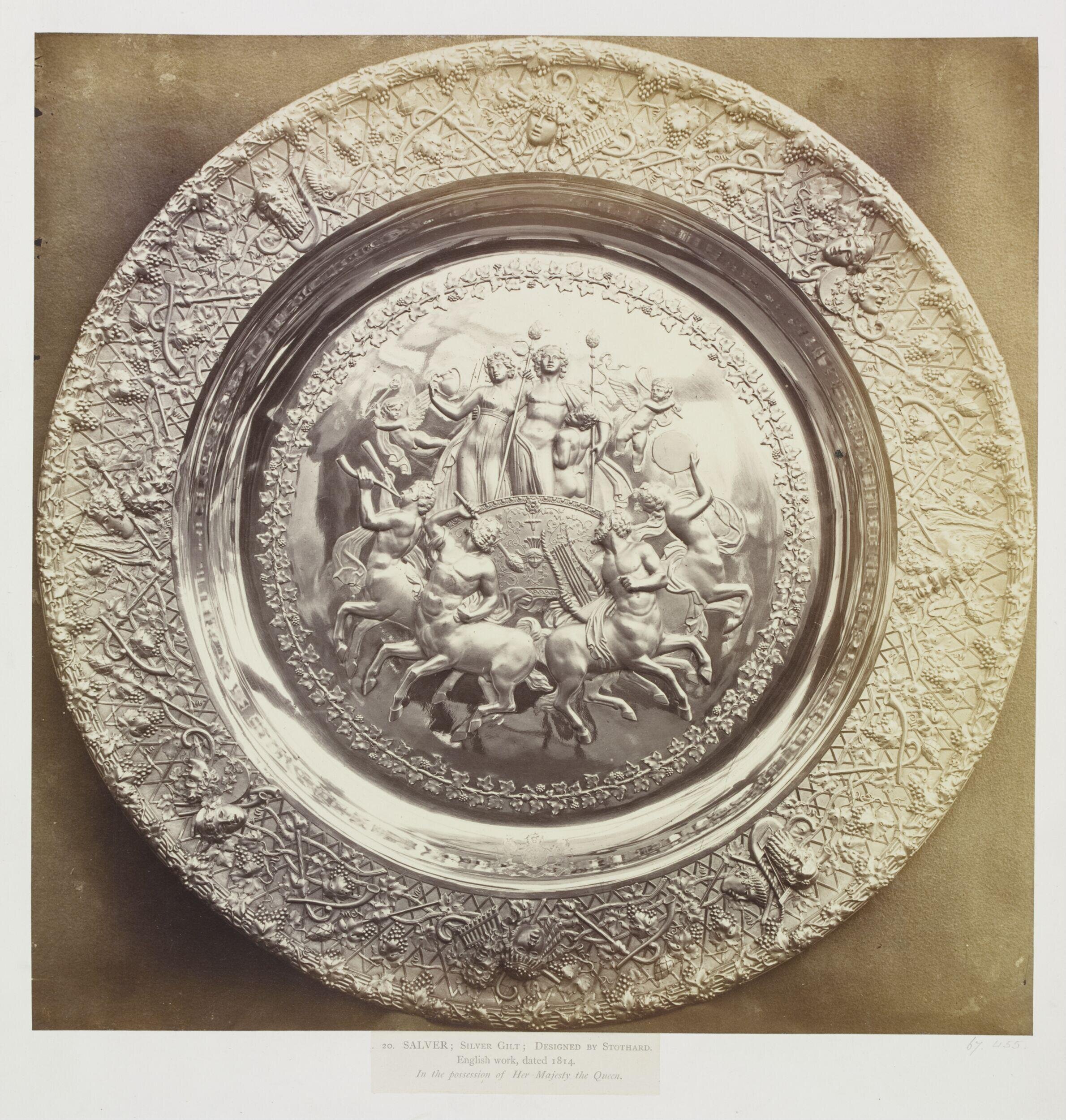  Silver-gilt English Salver designed by Stothard and belonging to Her Majesty the Queen