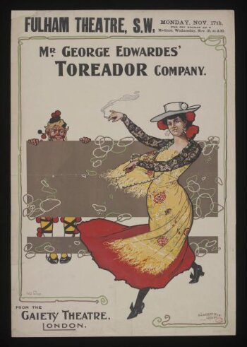 Poster advertising The Toreador at the Fulham Theatre, 1902