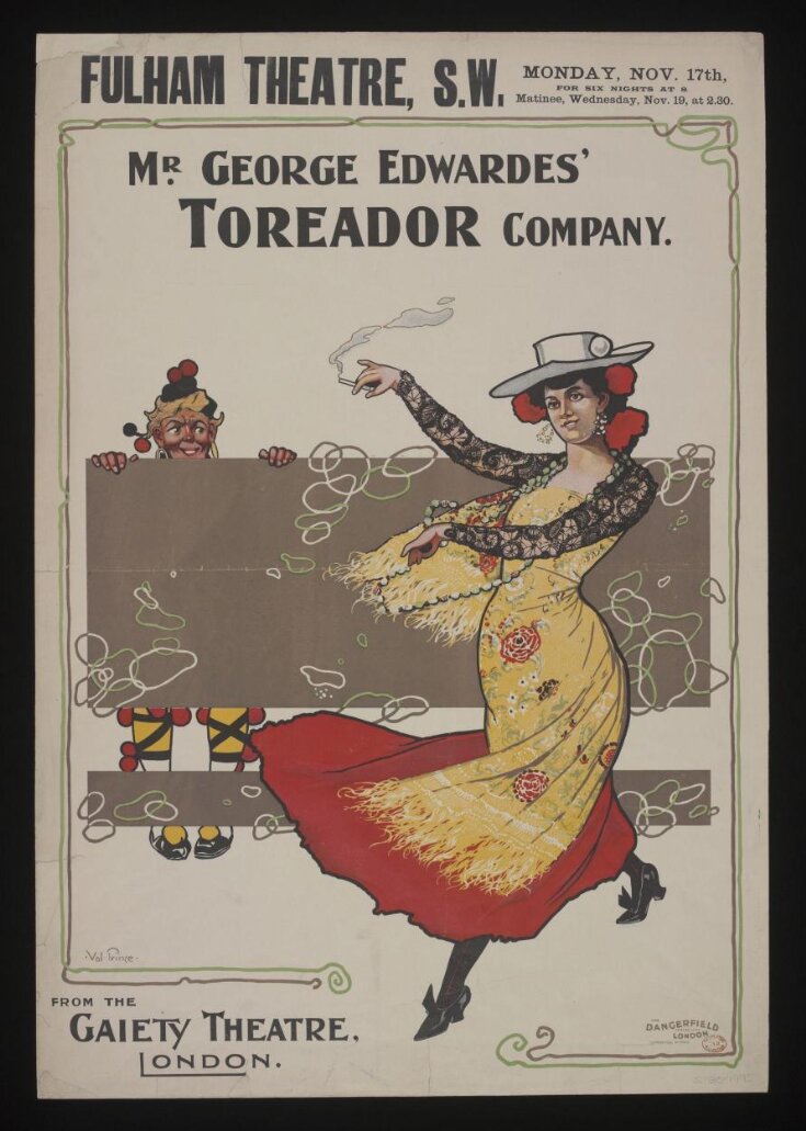 Poster advertising The Toreador at the Fulham Theatre, 1902 image