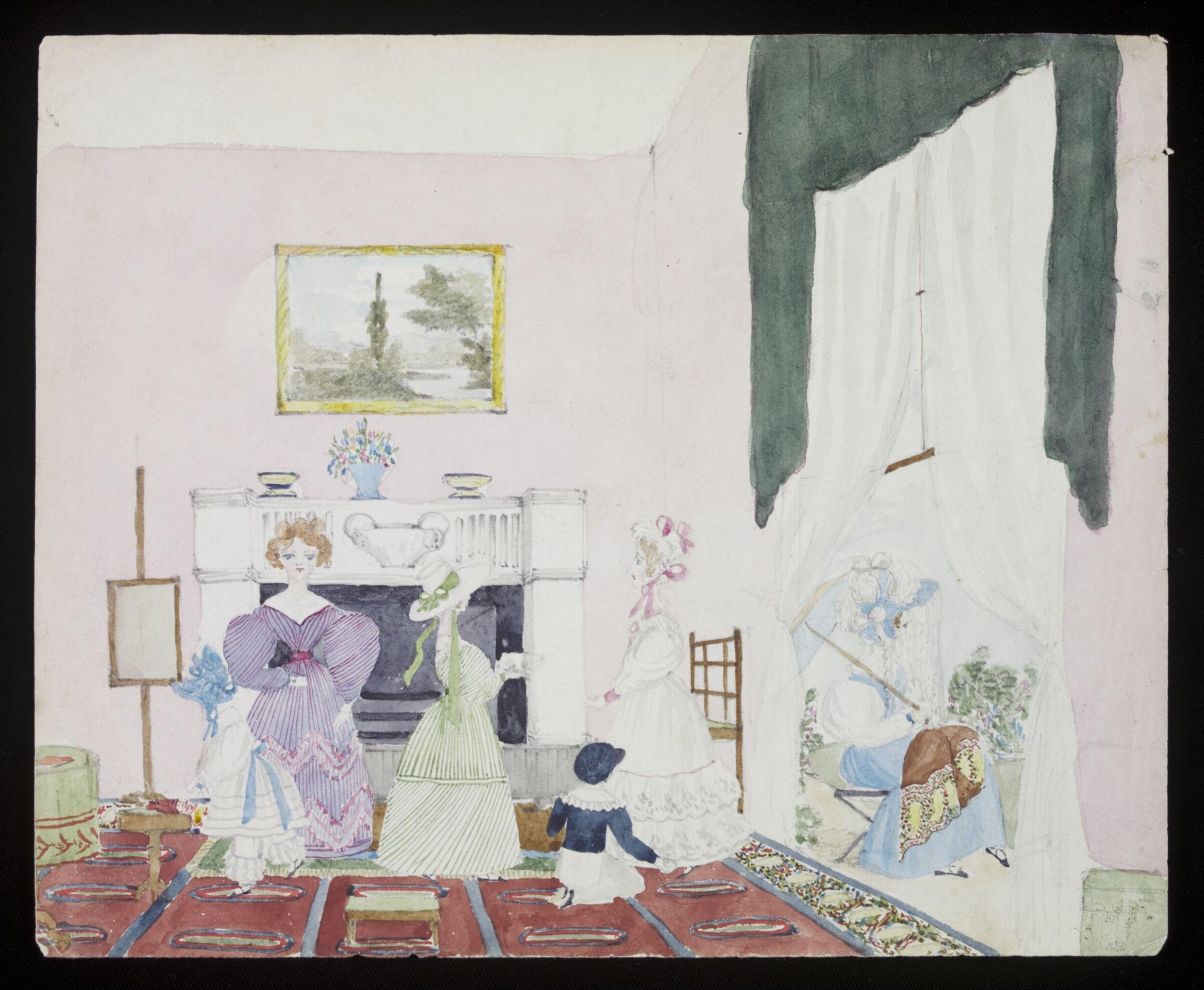 A scene in the morning room, Cecil Elizabeth Drummond, 28 April 1829