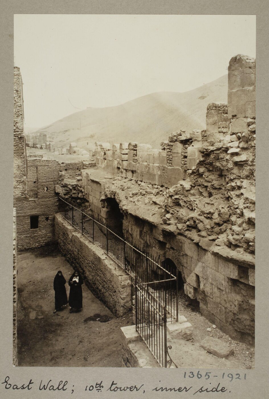K.A.C. Creswell, Curtain wall showing gallery in wall exposed, 10th tower, Ayyubid Wall, Cairo