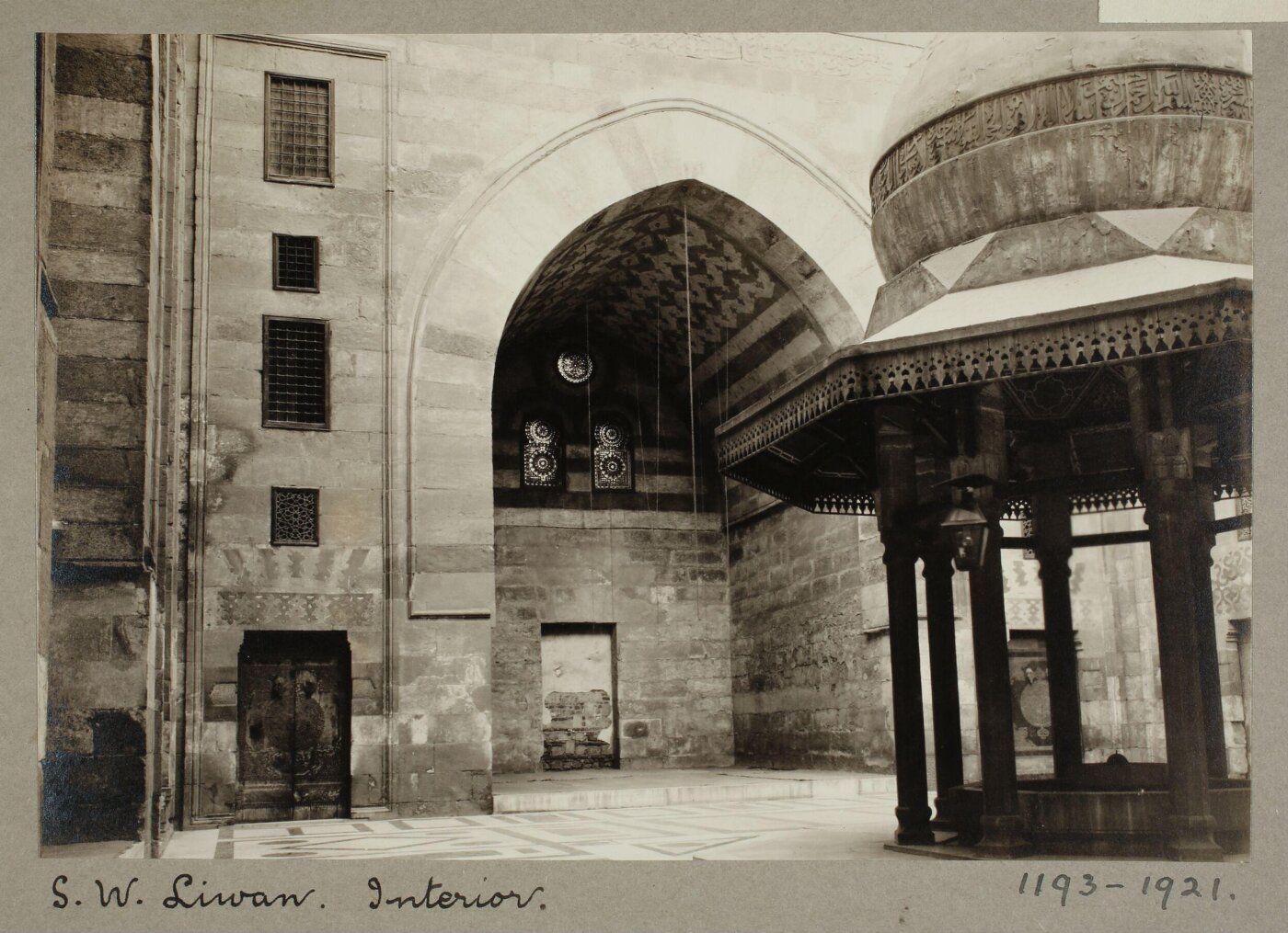 K.A.C. Creswell, South west iwan in the funerary complex of Mamluk Sultan al-Zahir Barquq, Cairo