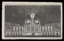 A Night View of the Public Fireworks order'd to be exhibited on occasion of the General Peace. thumbnail 1