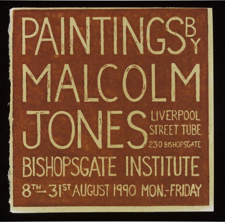 Paintings by Malcolm Jones, Bishopsgate Institute, 8th-31st August 1990 top image