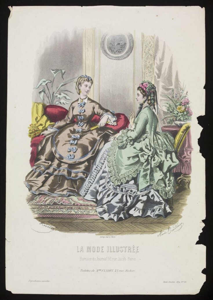 Exquisite Fashion Plate by Anais Toudouze, Bustle Gowns & Chatelaine, -  Ruby Lane