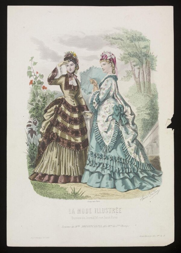Exquisite Fashion Plate by Anais Toudouze, Bustle Gowns & Chatelaine, -  Ruby Lane