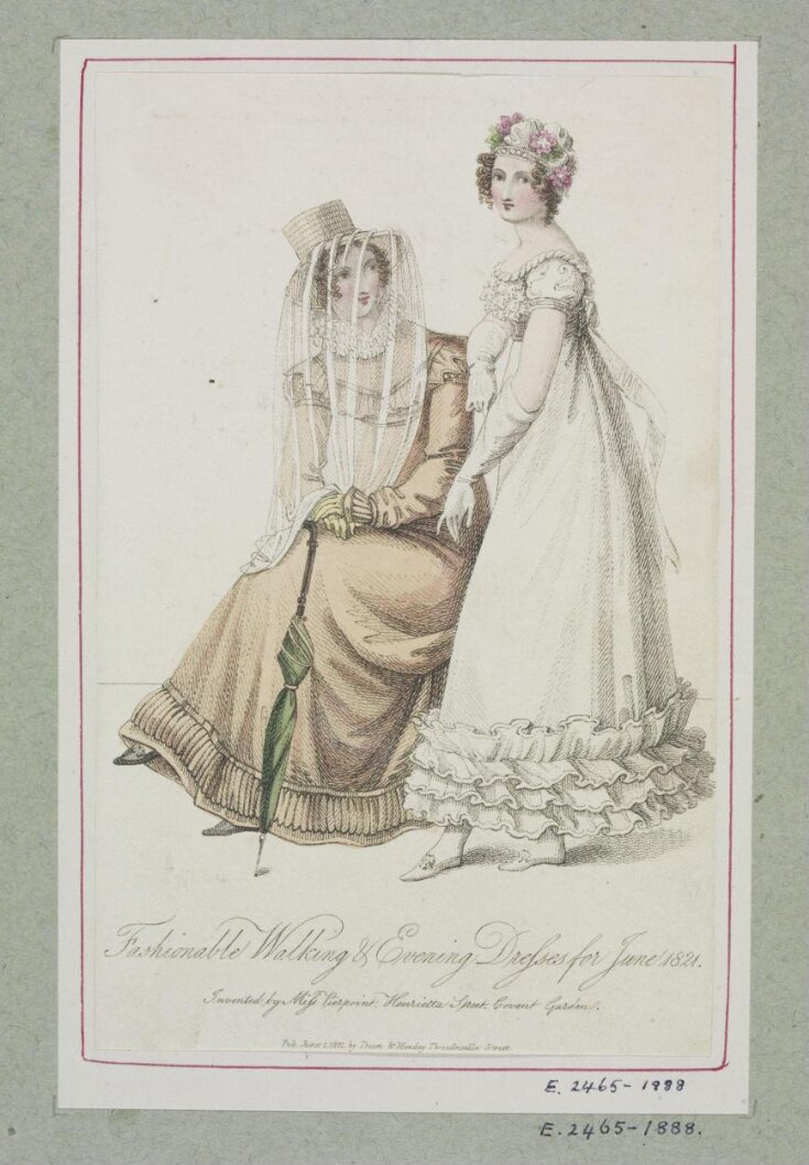 Fashionable Walking & Evening Dresses for June 1821 top image